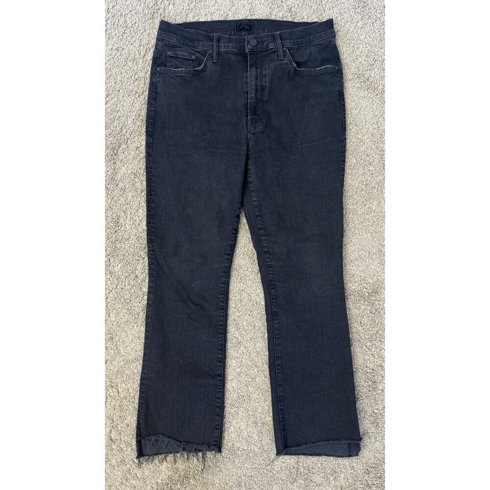 MOTHER Insider Crop Step Fray Jeans Not Guilty Black Wash Size 32 MINT CONDITION - Picture 2 of 8